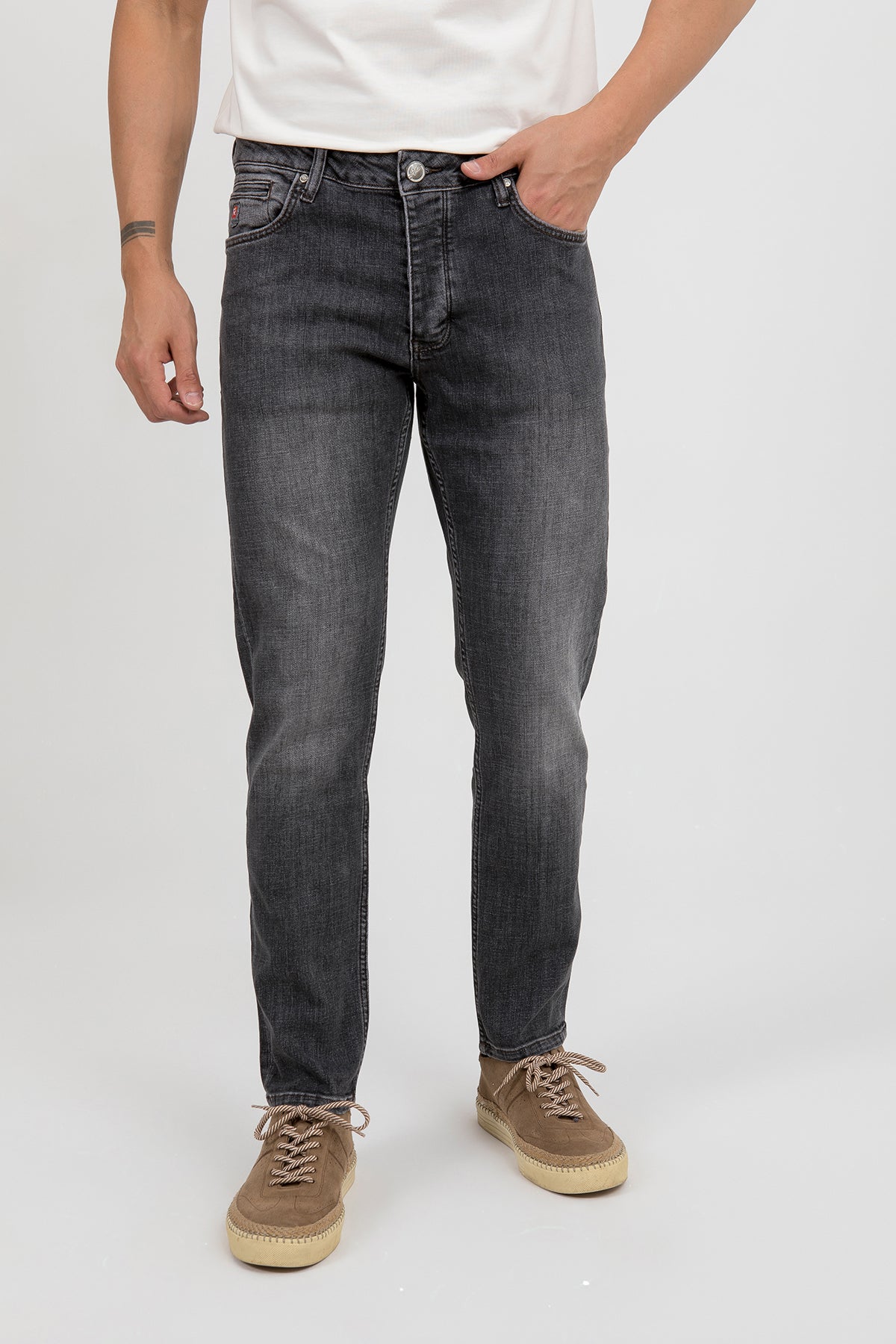 Erkek Slim Fit Gri Kot Pantolon — Regional