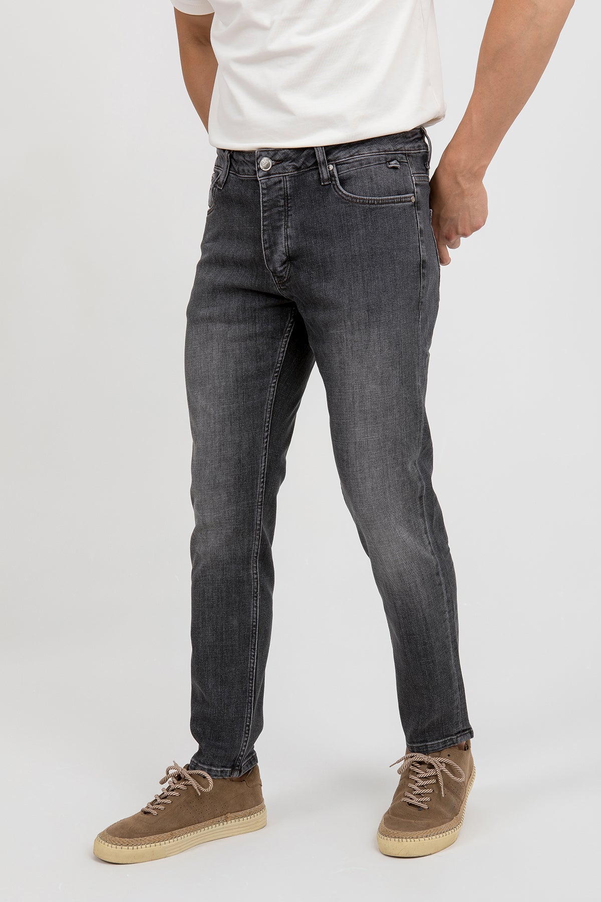 Erkek Slim Fit Gri Kot Pantolon — Regional