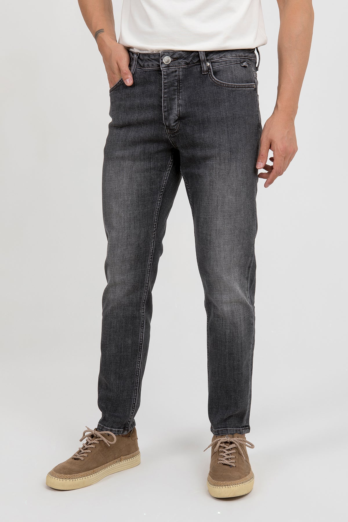 Erkek Slim Fit Gri Kot Pantolon — Regional