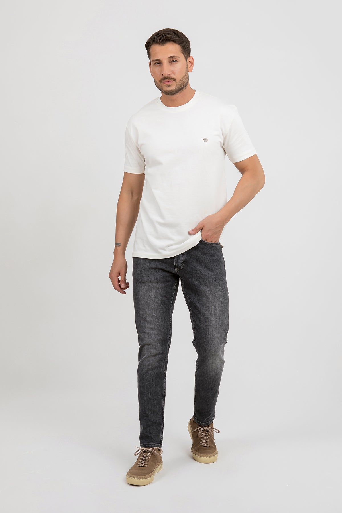 Erkek Slim Fit Gri Kot Pantolon — Regional