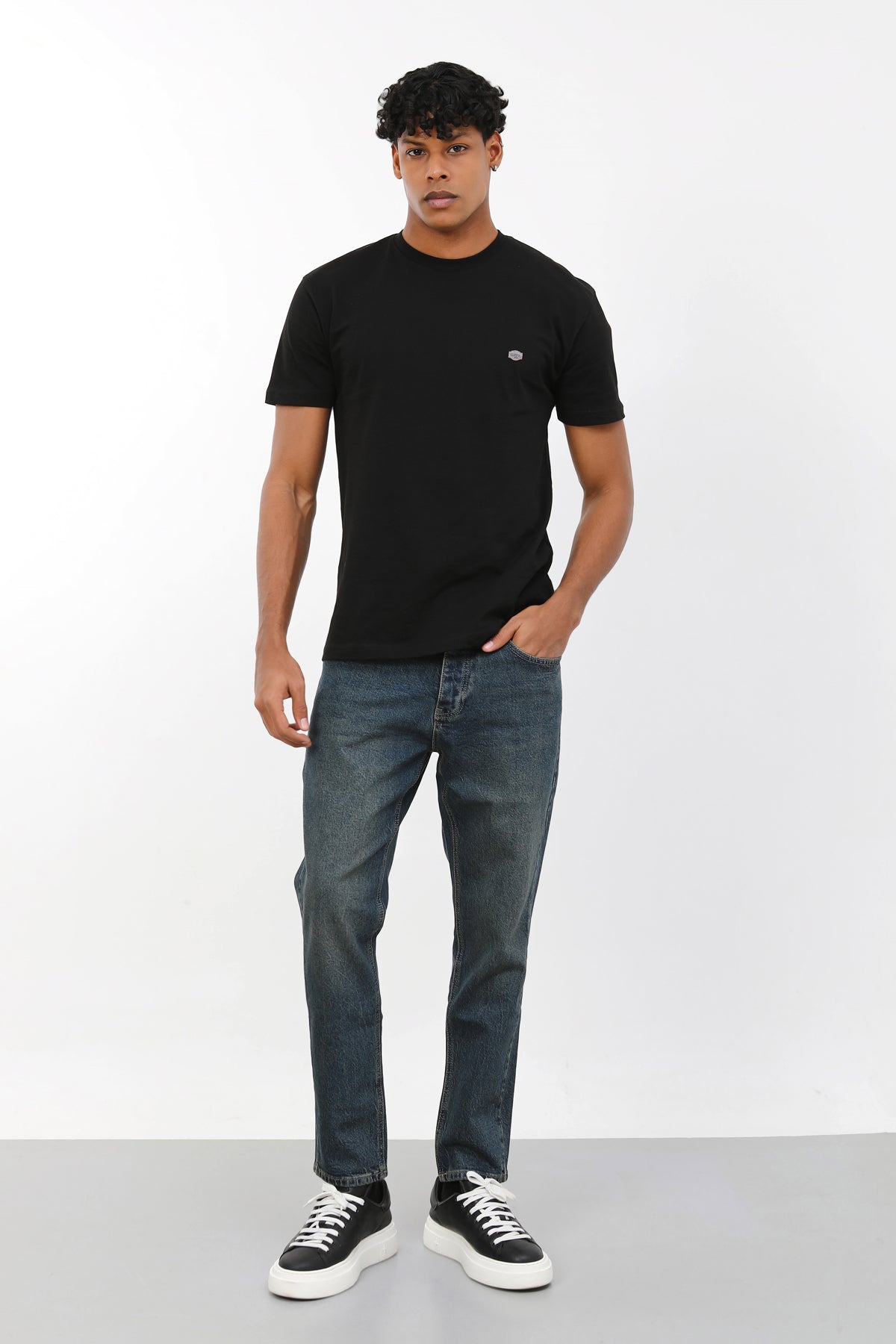 Erkek slim fit füme yıkamalı kot pantolon