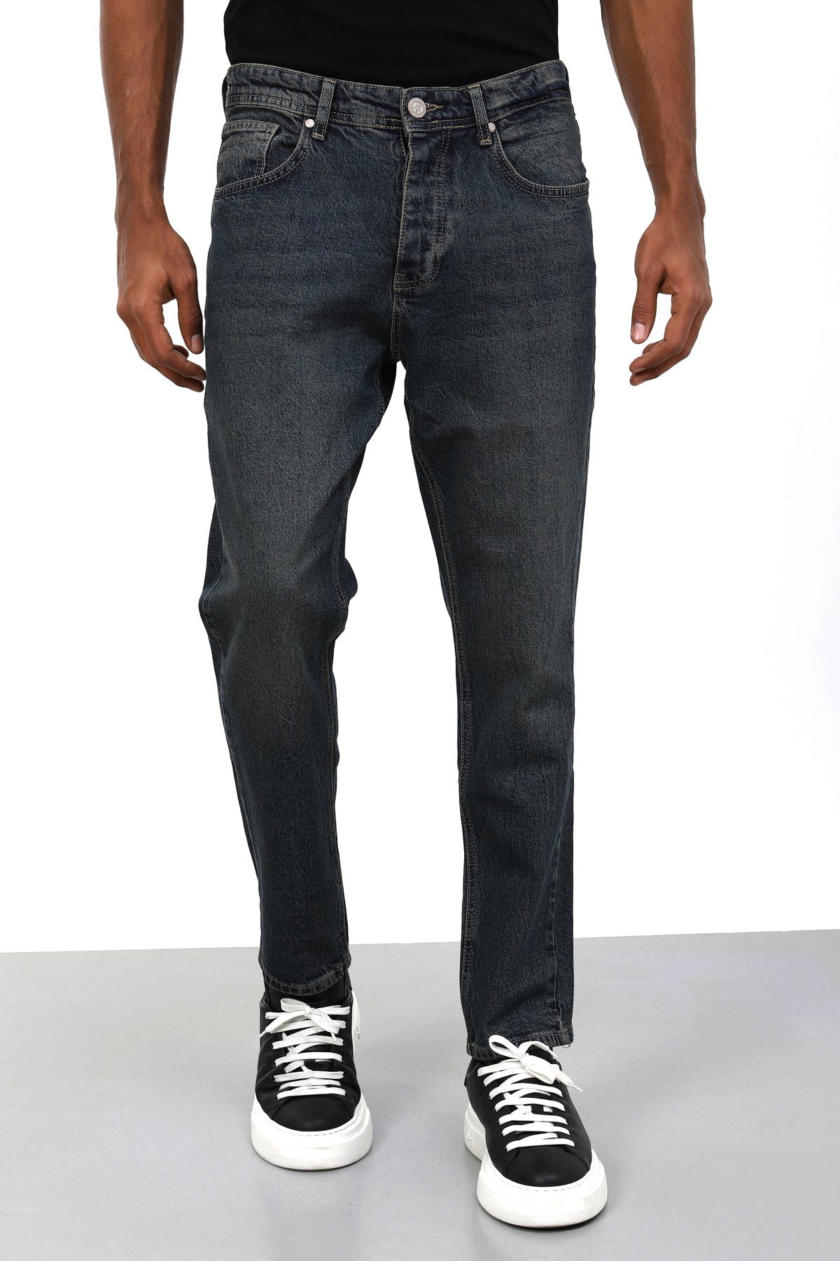 Erkek slim fit füme yıkamalı kot pantolon