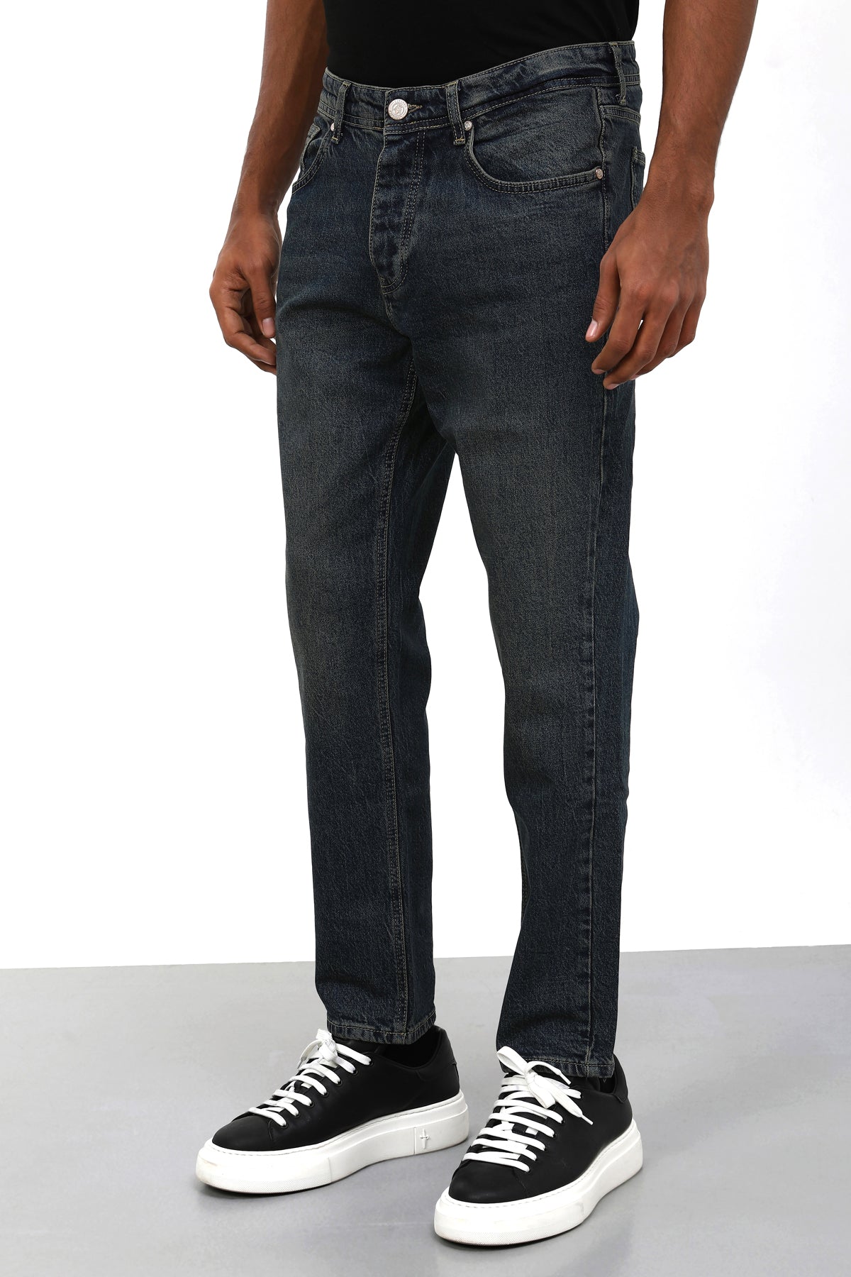 Erkek slim fit füme yıkamalı kot pantolon