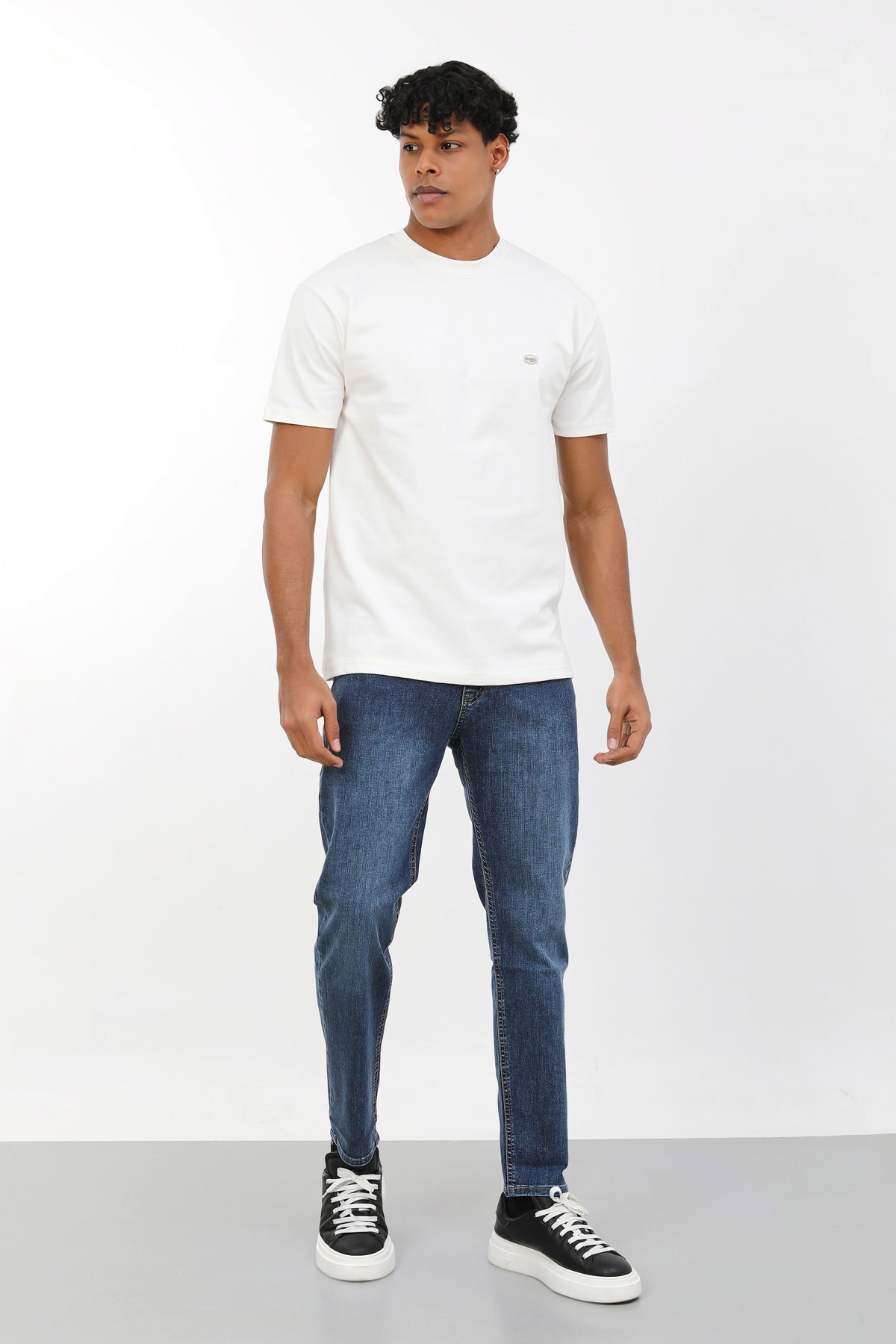 Erkek slim fit koyu mavi kot pantolon