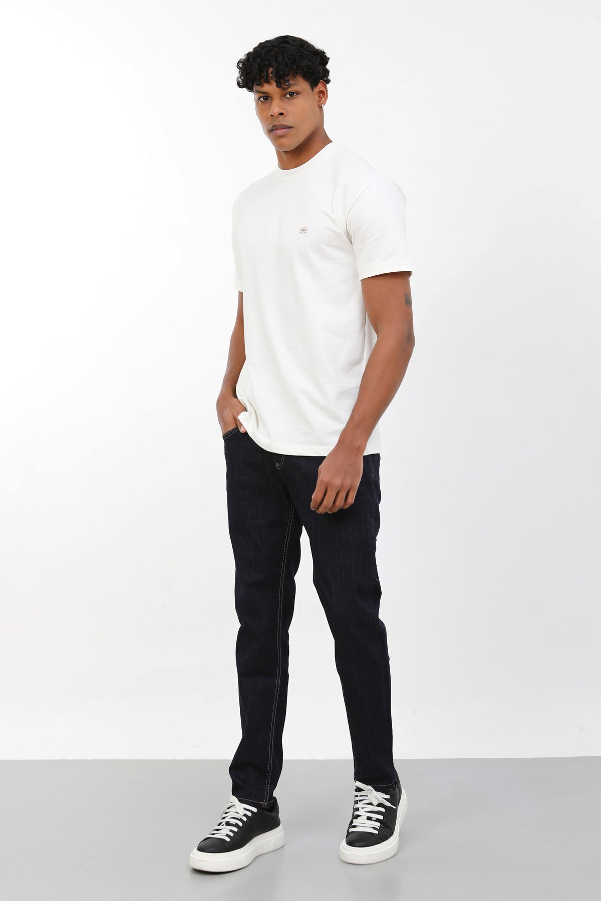 Erkek slim fit koyu lacivert indigo kot pantolon
