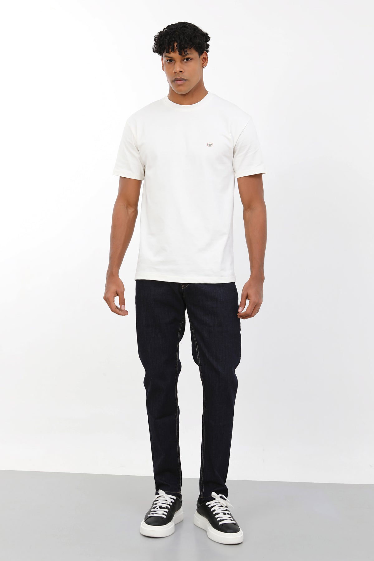 Erkek slim fit koyu lacivert indigo kot pantolon