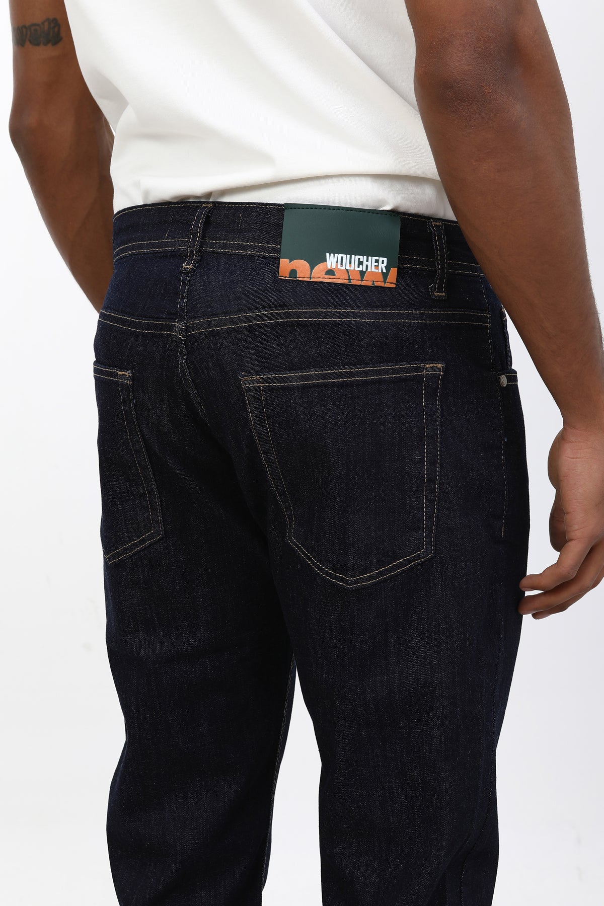 Erkek slim fit koyu lacivert indigo kot pantolon
