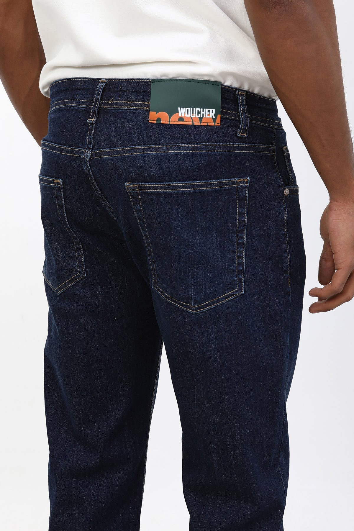 Erkek slim fit koyu denim kot pantolon